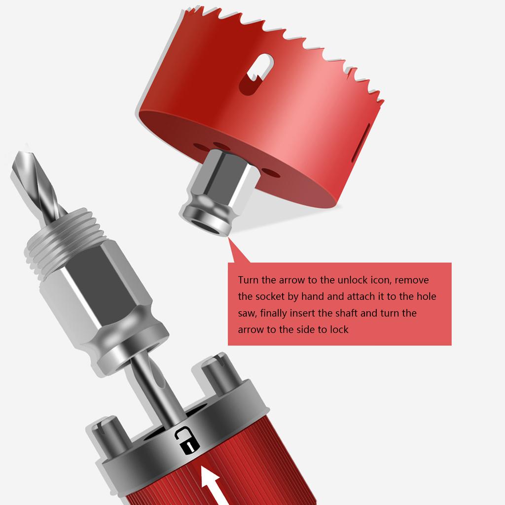 Carbon Steel Multipurpose Quick Release Hole Saw Arbor Drill Bit for Plasterboard Plastic All Pipe&38mm+ Bi Metal Cutter