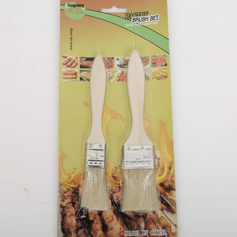 Barbecue Oil Brush with Hog Bristles and Wooden Handle - Seasoning and Cooking Tool