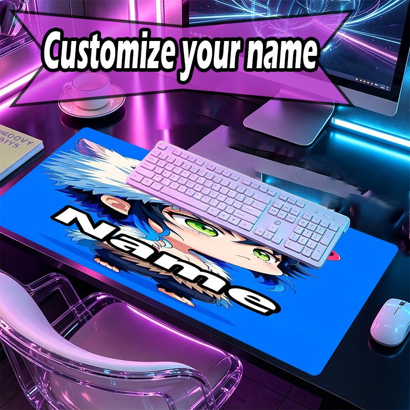 Custom Name Personalized Demon Slayer Pattern Mousepad, Laptop PC Desk Mat, Decorative Desk Mat for Home Keyboard Pad Gift