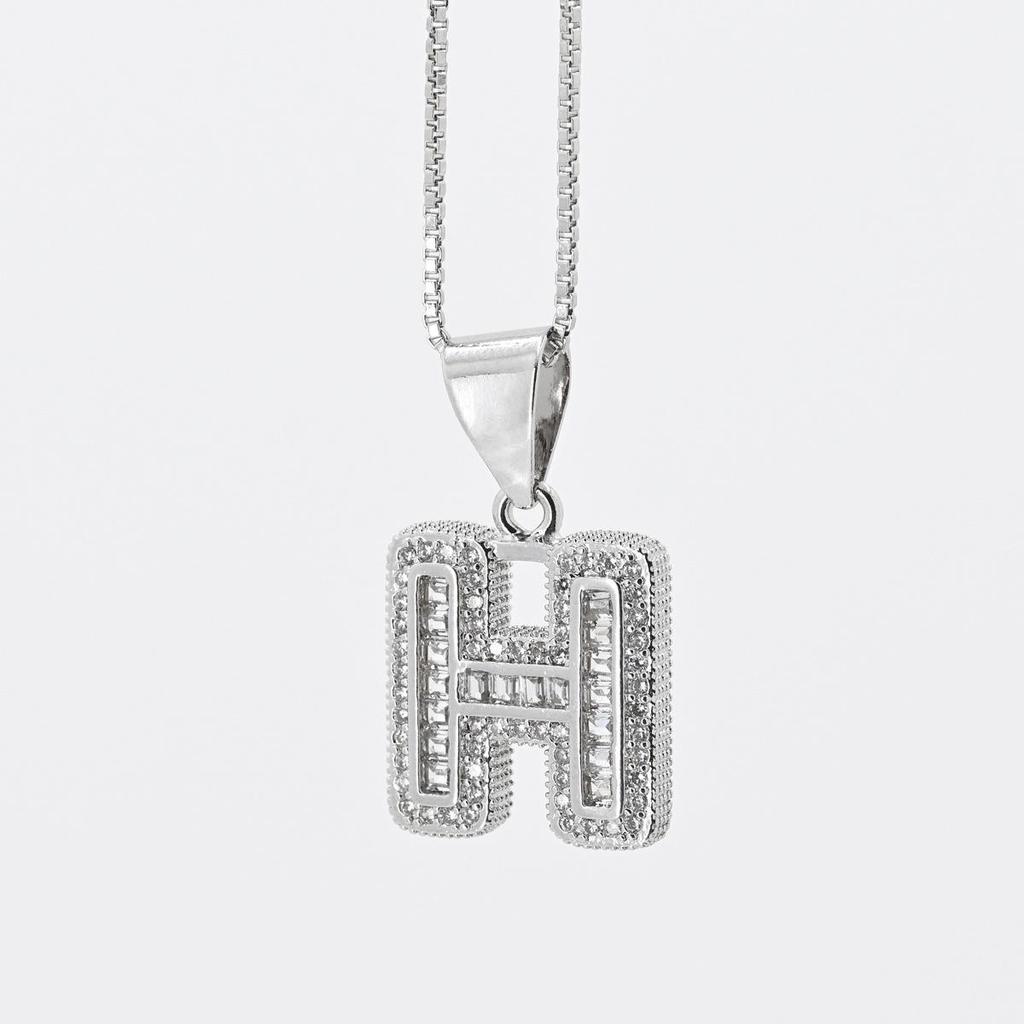 Cross Pendant with Micro Pave Cubic Zirconia - 26 Letter Options for DIY Jewelry Accessories