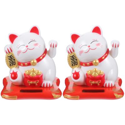 TOYMYTOY Estatuetas Solares Maneki Neko da Sorte, Mini Estatuetas de Gato, Ornamentos de Cristal para Carro, Boa Sorte, Prosperidade, Negócios, Quarto, Entrada, Restaurante,