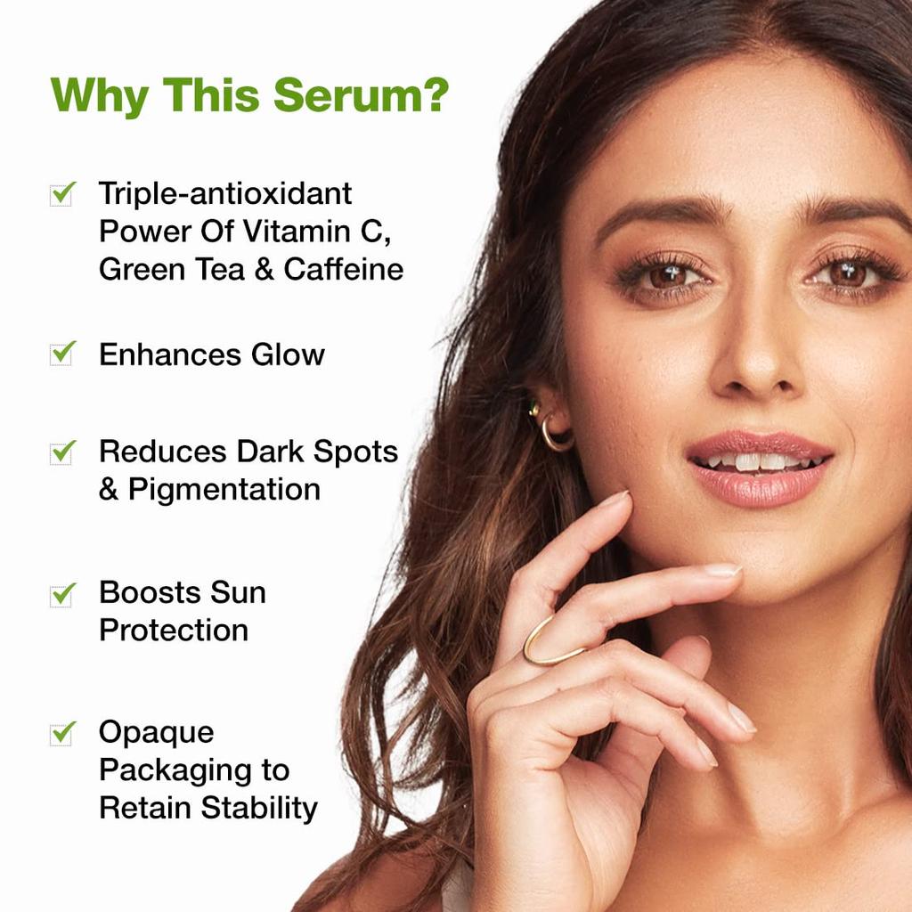 mCaffeine 15% Vitamin C Face Serum with Green Tea & Caffeine for Glowing, Even-Toned Skin - 3ml