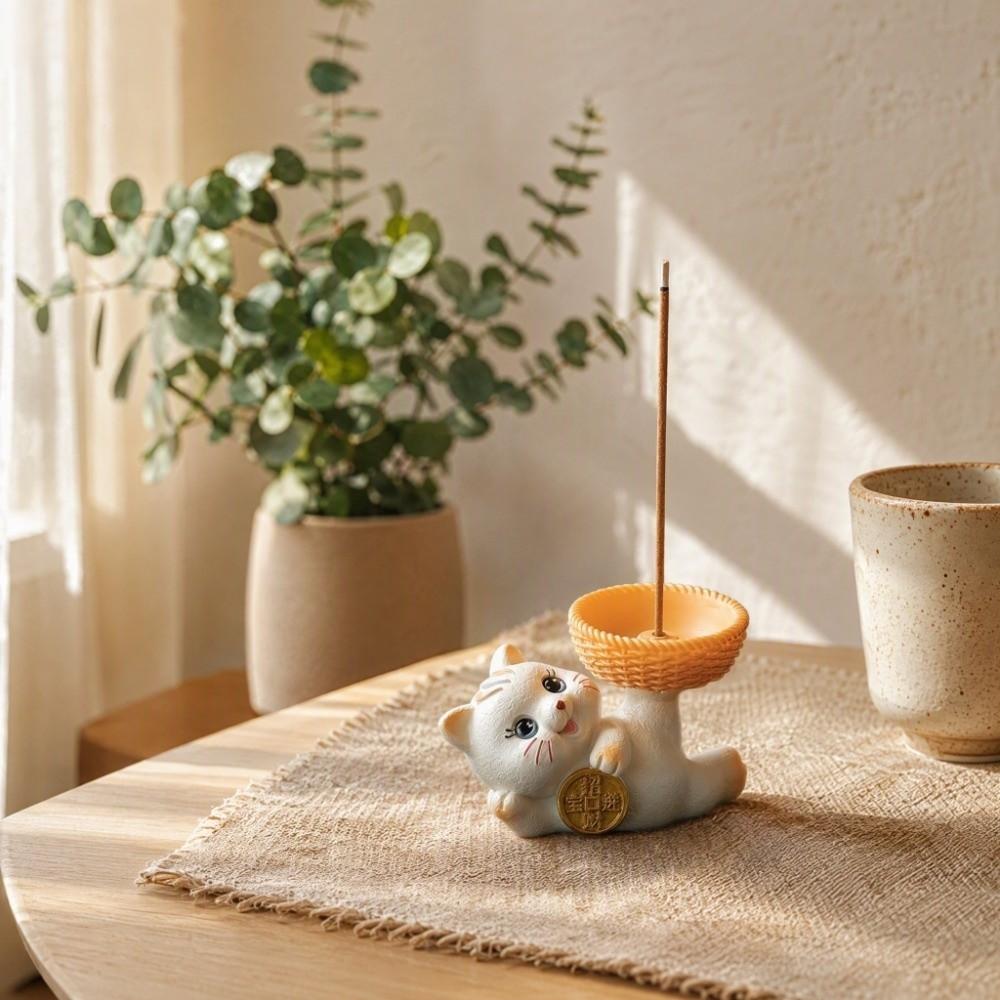 Cartoon Good Lucky Cat Cat Tabletop Incense Base Sleep Aid Incense Stick Burner Relaxation