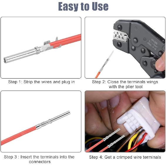 Linkstyle 395PCS Connector Pins Terminal Kit, 21 Types Automotive Car Electrical Wire Terminal, 1/1.5/1.8/2.2/2.8/3.5mm Non-Insulated Plug Removal
