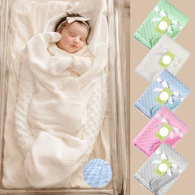 Newborn Baby Blankets Warm Flee Thermal Soft Stroller Sleep Cover Cartoon Beanie Infant Bedding Swaddle Wrap Kids Bath Towel