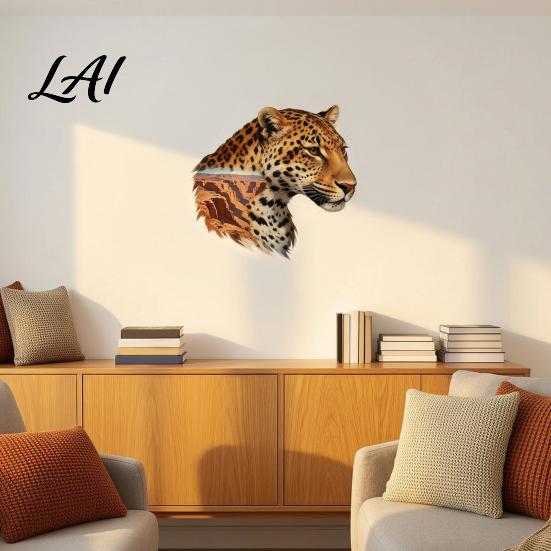 Creative Wildlife Art Stickers Animal Head Wall Sticker Peel And Stick Lion Tiger Owl Leopard Soft Decoration for Home PVC Decal Removable