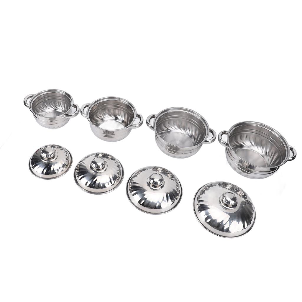 4pcs Stainless Steel Pots Set Stockpot with Lids Dual Handles Sauce Soup Pot for Kitchen Cooking