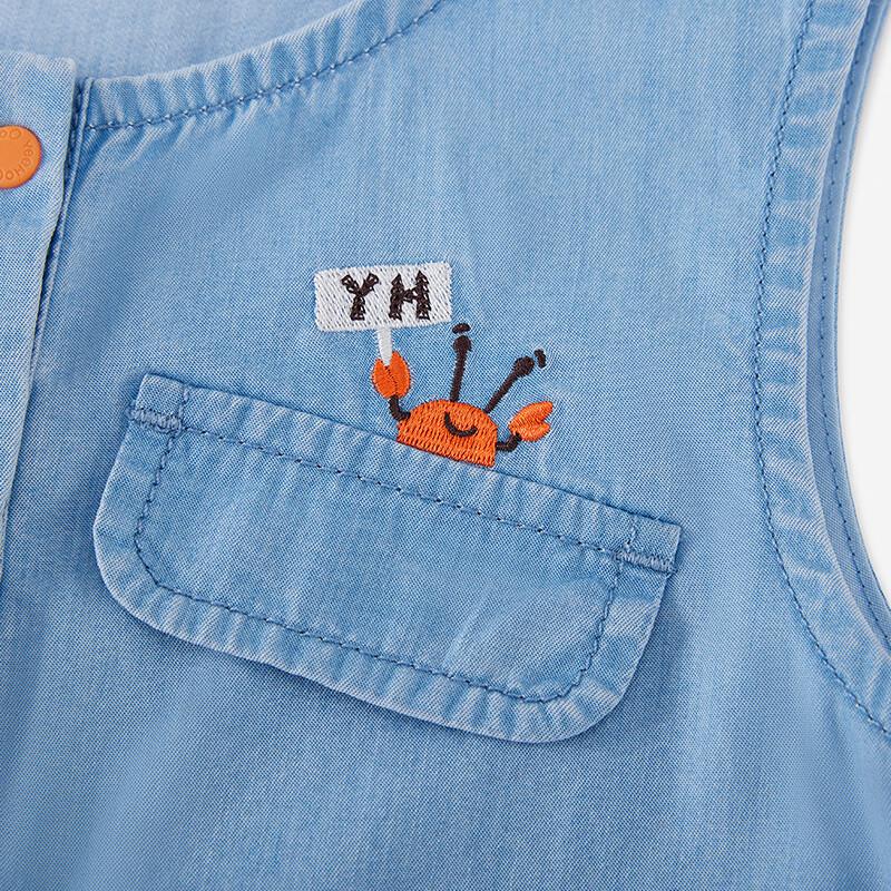 YEEHOO Baby Boys' Summer Denim Sleeveless Romper