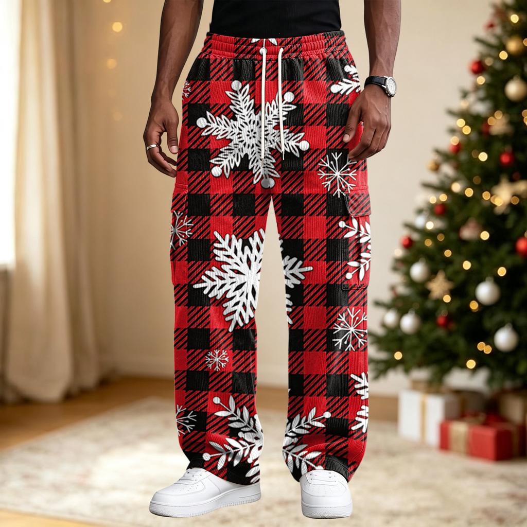 Men's Casual Pants with Christmas Print, Loose Fit Comfortable Streetwear for Holiday Parties