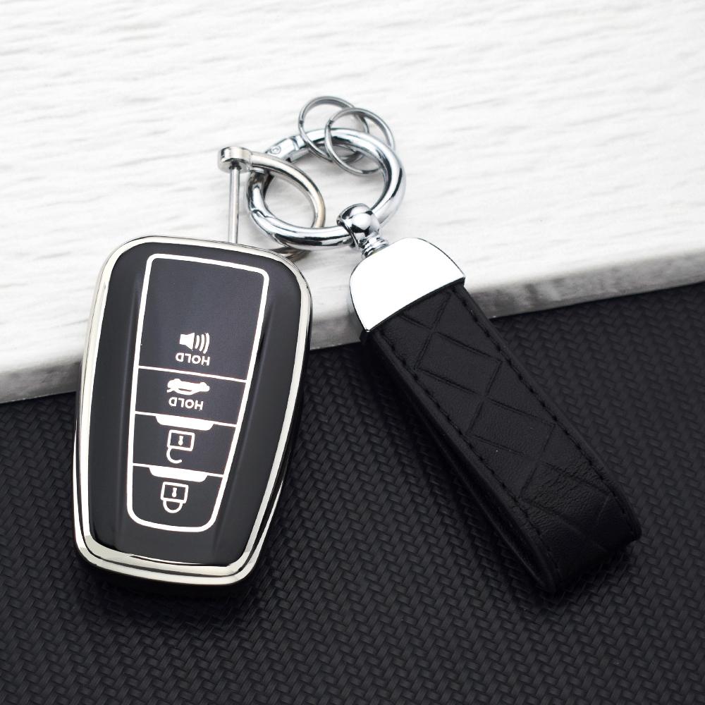 Tpu Car Key Case For Toyota Camry Chr Corolla Rav4 Avalon Land Cruiser Prado Prius 2/3/4 Buttons Key Cover Keychain Accessories