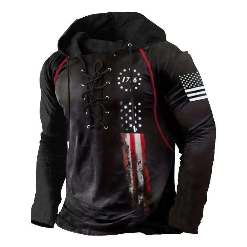 Herren Kapuzenpullover Lockerer Schnitt Mit 3D Digitalem Tierdruck Air Layer Stoff Langarm Freizeit Oberteil Alles