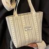 Ins Canvas Bag Women'S  Korean Style Casual Striped Handbag Large Capacity Class Commuting Shoulder Bag