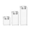 Stylish Crystal Holder 3pcs Cube Shape Tealight Stand for Home Decor Festive Party Wedding Centerpiece Decoration