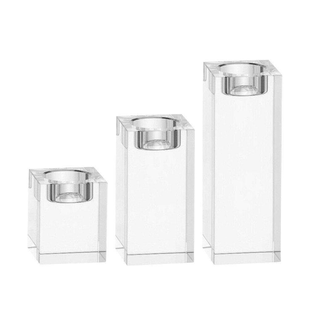 Stylish Crystal Holder 3pcs Cube Shape Tealight Stand for Home Decor Festive Party Wedding Centerpiece Decoration
