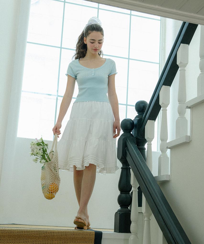 Letter From Moon Benny'S Tiered Midi Skirt (Ivory)
