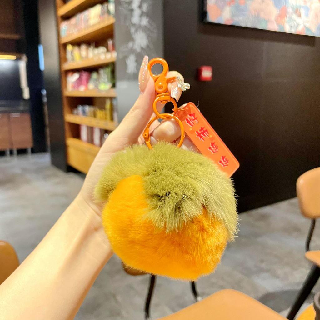 Real Rex Rabbit Hair Good Persimmon Happens Small Persimmon Pendant Everything Ruyi Persimmon Ruyi Plush Bag Pendant Keychain