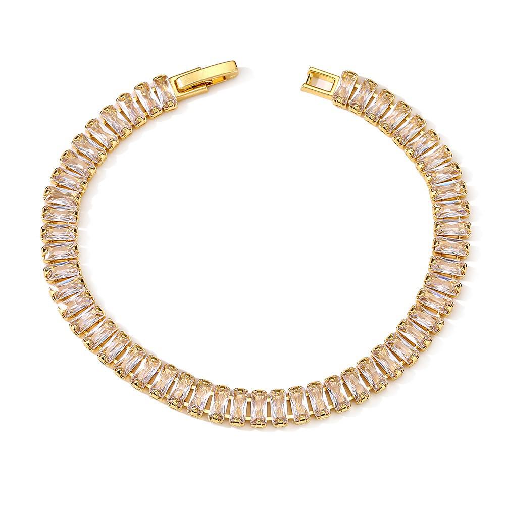 Minimalist Light Luxury Copper Bracelet with Zircon, 0.7mm Diamond Design - Versatile Fashion Jewelry