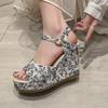 Fashion Vintage Print Wedge Heel Sandals for Women Casual Back Strap Thick Bottom Sandals Woman Summer Anti Slip Open Toe Sandal Female