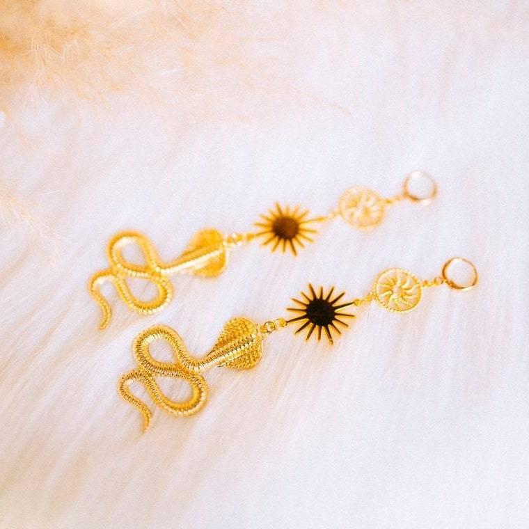 Bohemian Snake Sun Animal Dangle Earrings Handmade Jewelry For Women Summer