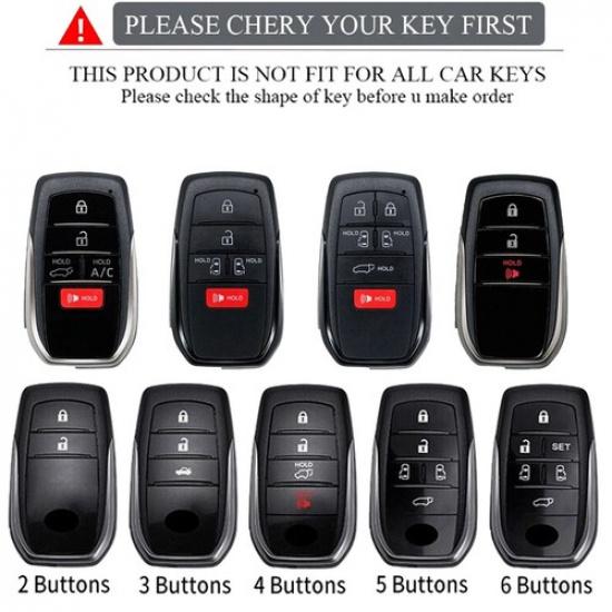 For Toyota Sienna Venza Yaris Corolla Cross Metal Leather Car Key Fob Cover Case
