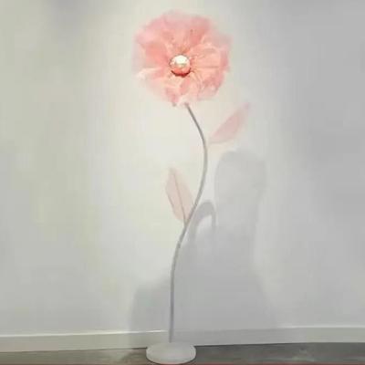 3D Large Gauze Poppy Flower 50cm Big Hollow Design Silk Mesh Flower Silk Material Fancy Yarn Giant Silk Flower Window Display
