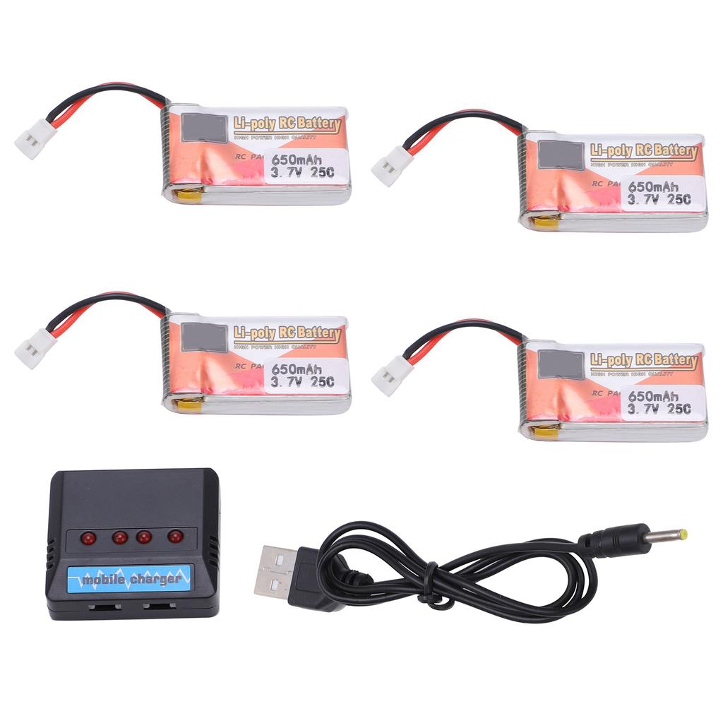 650mAh 3.7V 1 for 4 Batteries Pack for Remote Control Drone Airplane Helicopter Car