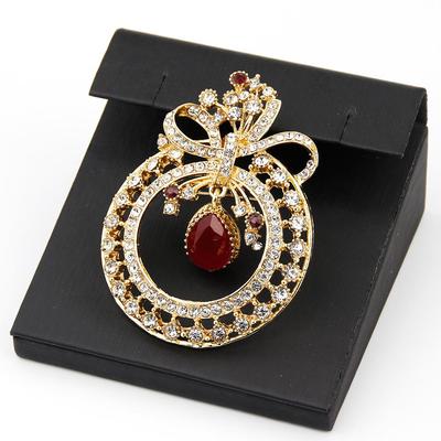 Gold Color Women's Flower Brooch Full Rhinestone National Wedding Jewelry Bijoux Gift