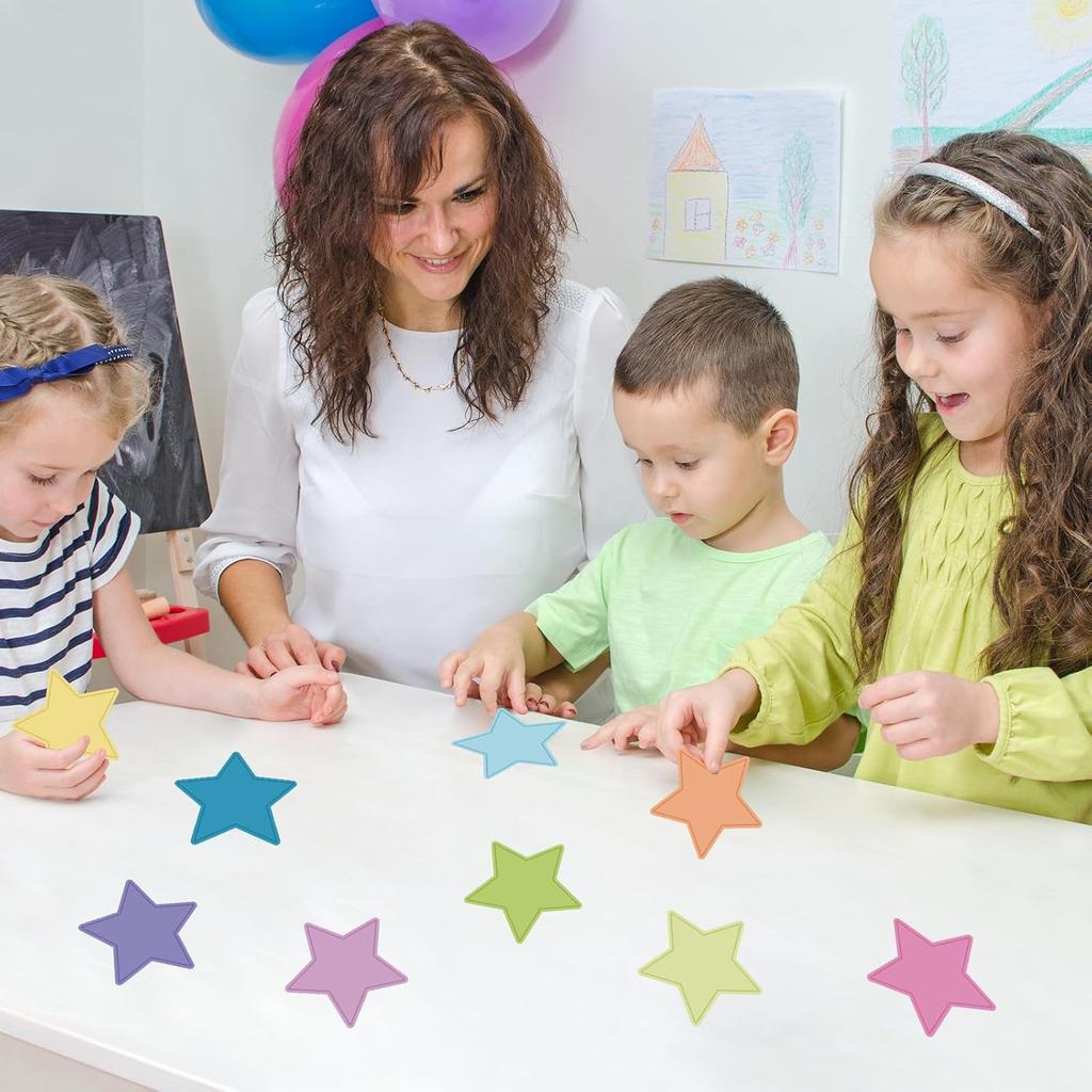 108 Pcs Paper Star Cutouts 3.5 Inch Double Printed Star DIY Craft Boho Bulletin Board Classroom Wall Decorations (Boho Colorful 108)