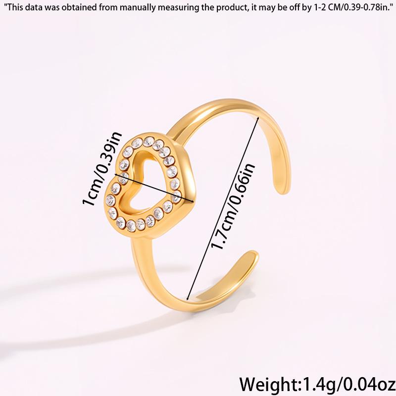 High-End Titanium Steel Heart Ring - Women's Fashion, Non-Fading, Adjustable Design for Couples.