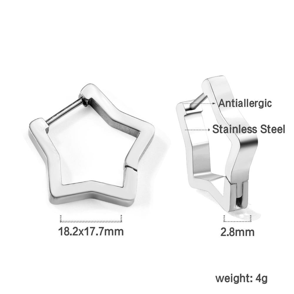 Plain Ring Ear Buckle Heart Geometric Metal Star Earrings Oval Earrings Stainless Steel Earrings