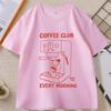 Coffee Club Every Morning Graphic T Shirt Espresso Machine Cozy Coffee Lover Tee Shirt Casual Cotton Short Sleeves Streetwear
