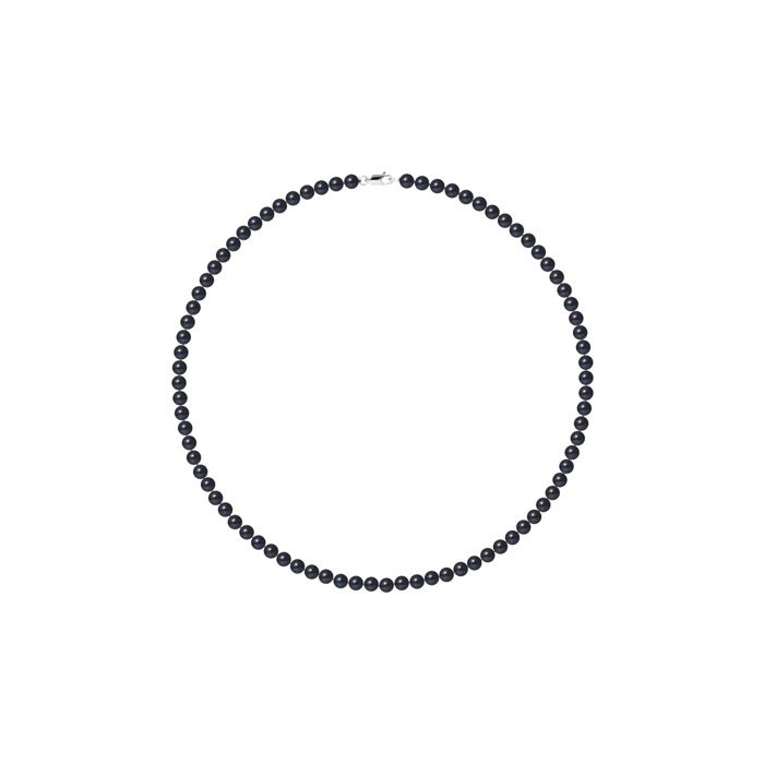 Collier - Pearls & Colors - Perle de Culture d'Eau Douce AAA+ - Noire - 42 cm - Argent Massif