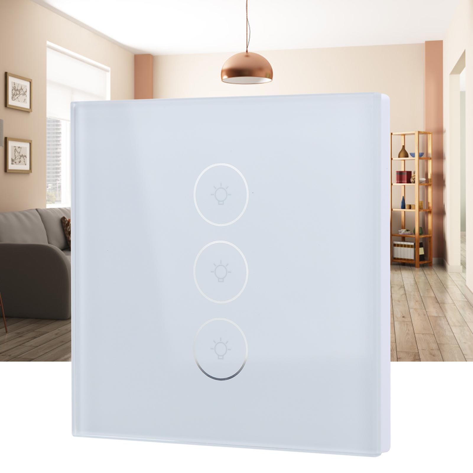 

Wifi Smart Wall Touch Light 3 Way MultiControl Single Pole for Wireless Remote Control (White )