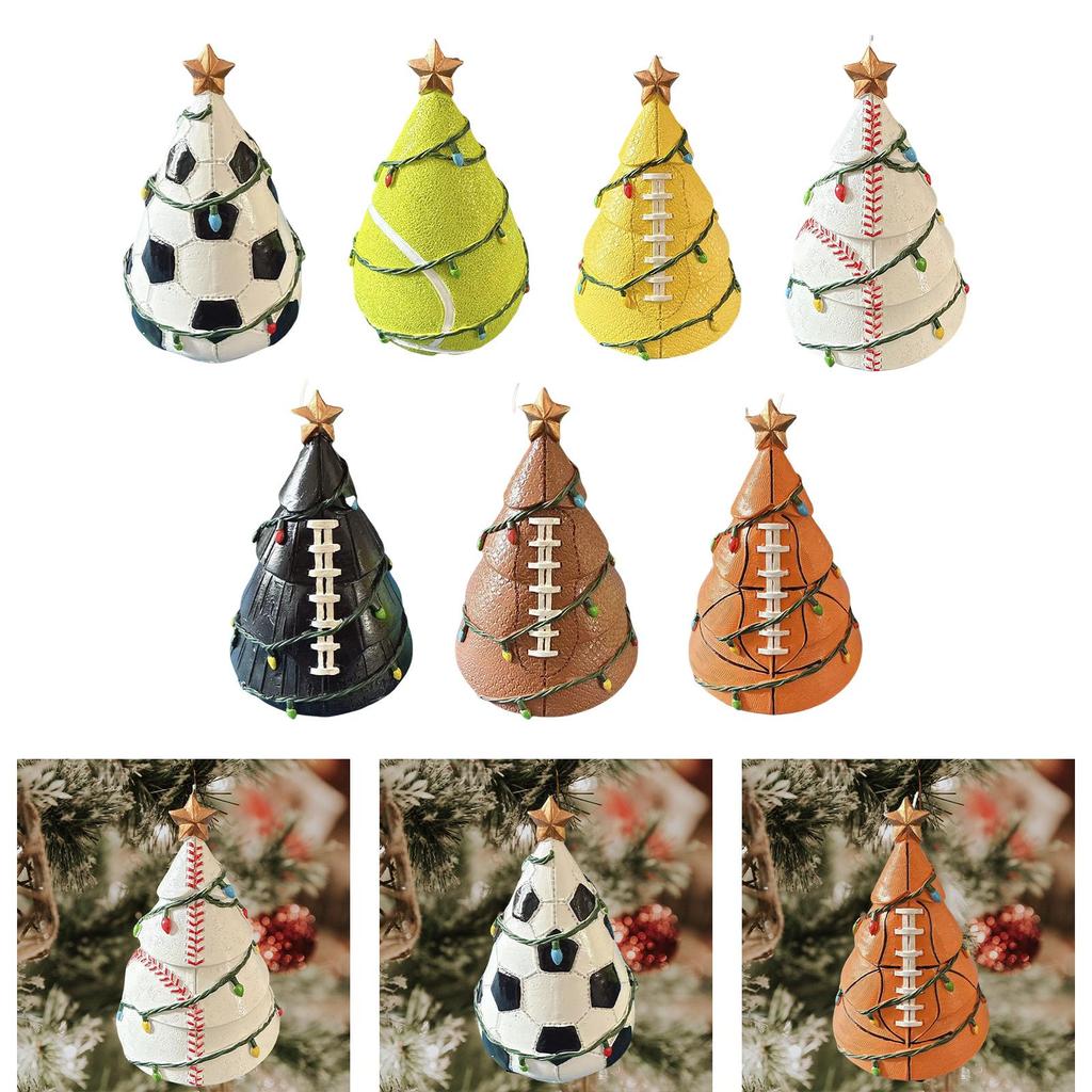 Table Figurine Football Christmas Tree Ornament Gold Star Resin Decor for Office Desk Holiday Celebration