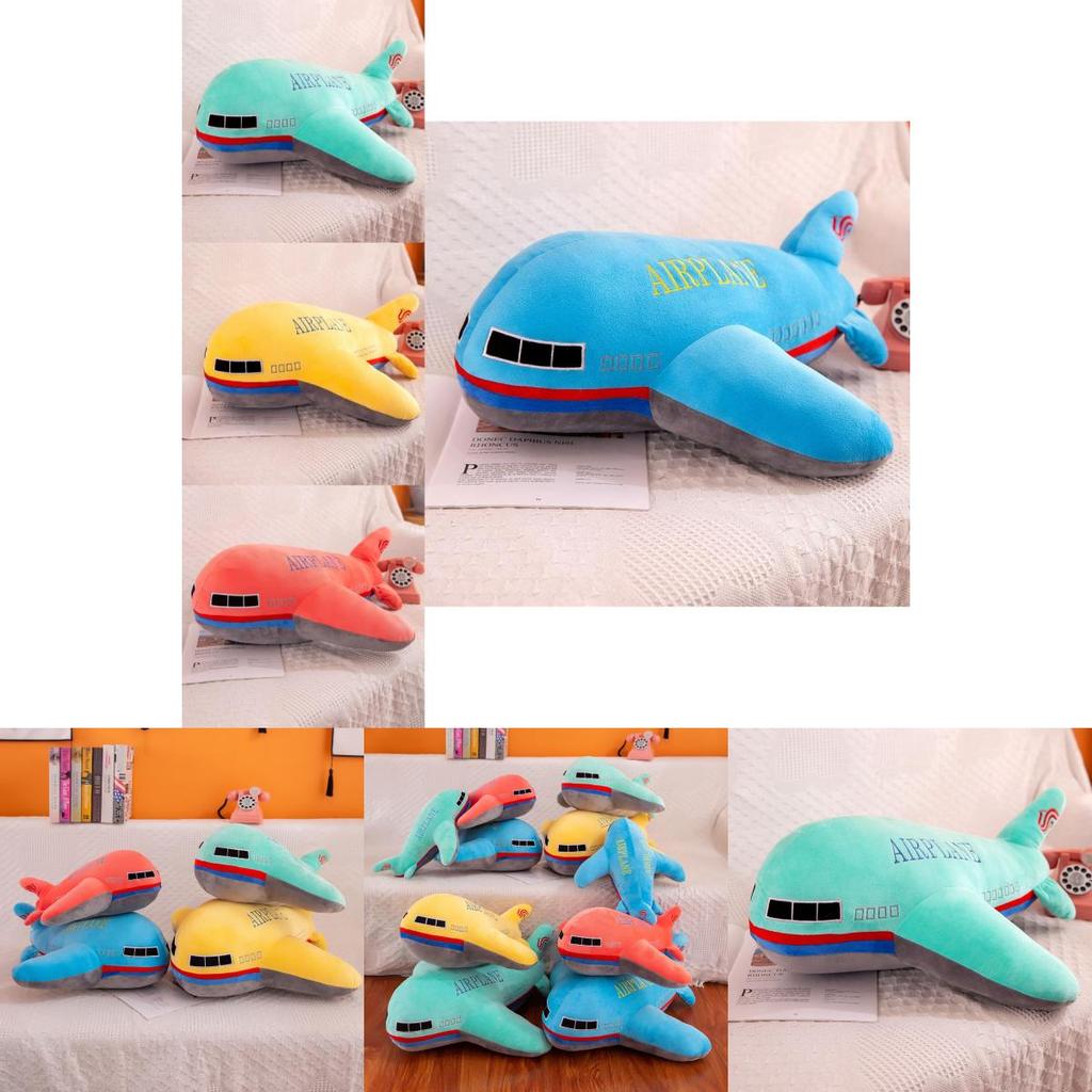 Plush Airplane Toy Soft Crystal Fabric Stuffed Toy Cartoon Airplane Pillow