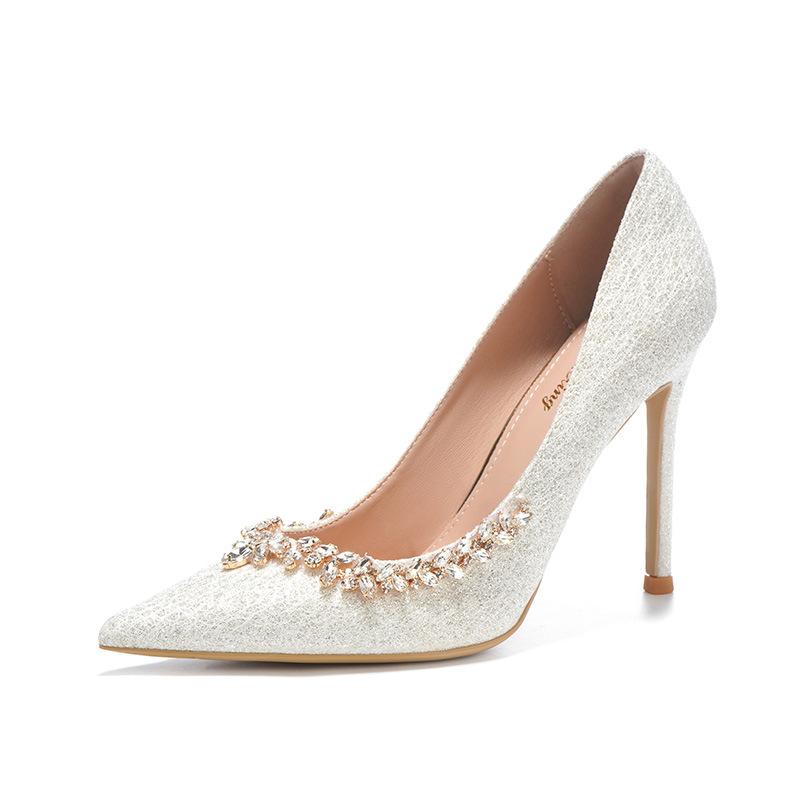 6cm 8cm 10cm Elegant Shallow Pointed Toe Rhinestone Crystal Shoes Stilettos 2025 Spring High Heels Wedding Shoes Model Party