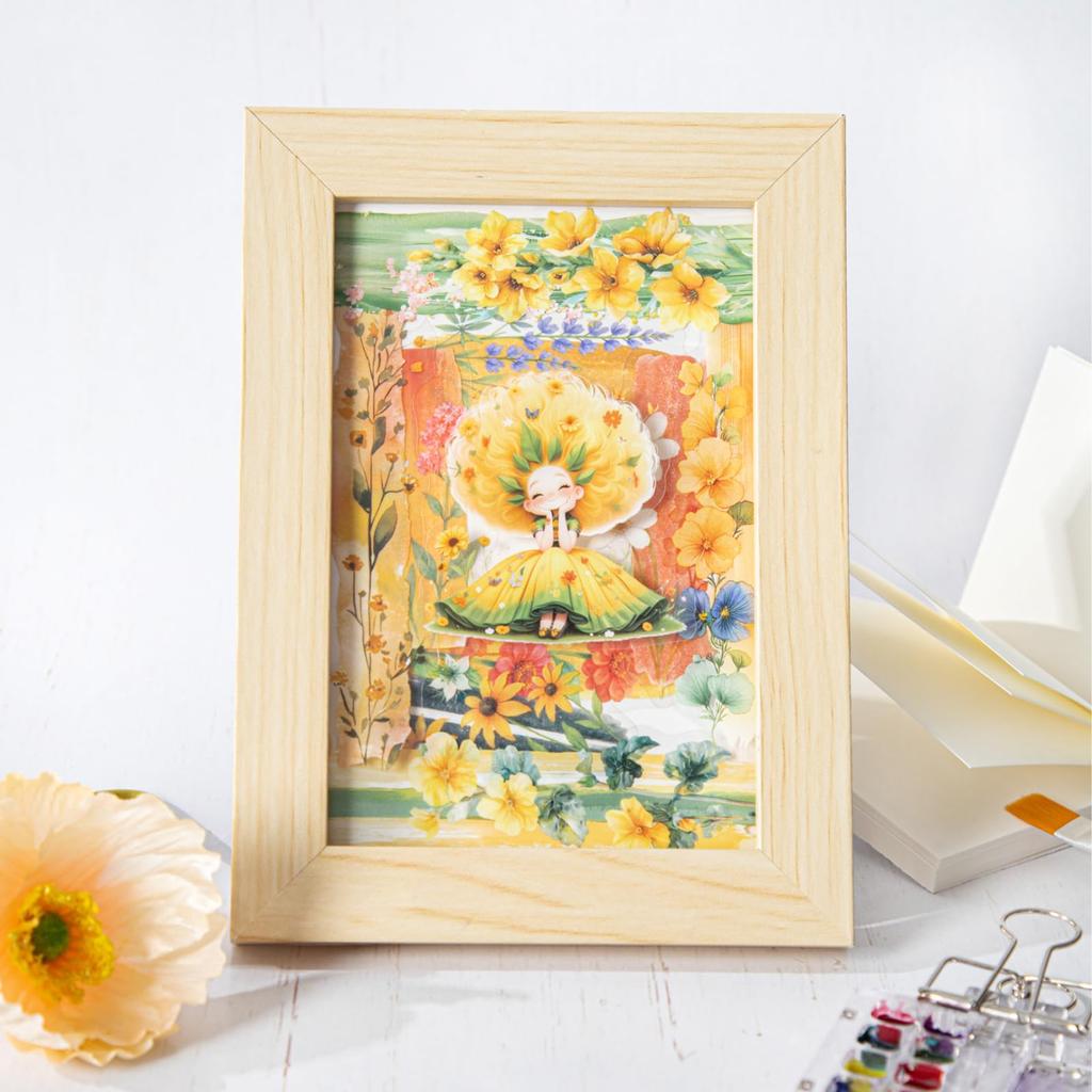 Kigofora Collage Material Flower Watercolor and Floral Collage 60 Translucent Diary Gift and Handmade Decoration Stickers and Stickers, Ink-Dyed