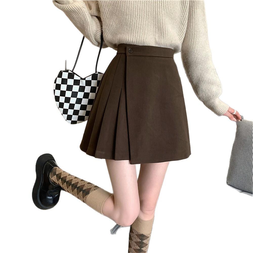 Pleated Wool Skirt: Irregular Pear Shape, 2026 Spring Korean Style, Hip-Hugging for Women