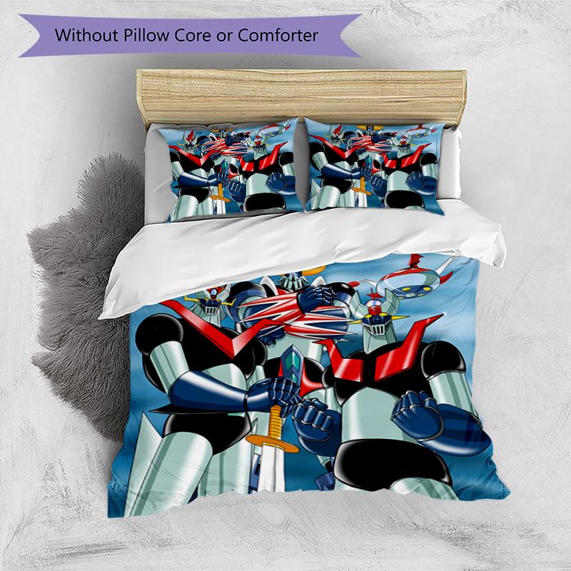 3pcs UFO Robo Grendizer2 pattern bedding set duvet cover set includes duvet cover &pillowcases, perfect all season bedroom decoration & gift