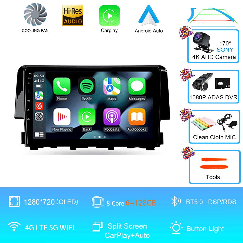 Car Radio 9 Inch Navigator For Honda Civic 2015-2022 Multimedia Video Player GPS Navigation Stereo CarPlay Android14 Bluetooth