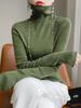 2025 Women's Slim-Fit Turtleneck Sweater - Fine Wool Knit, Solid Color Base Layer