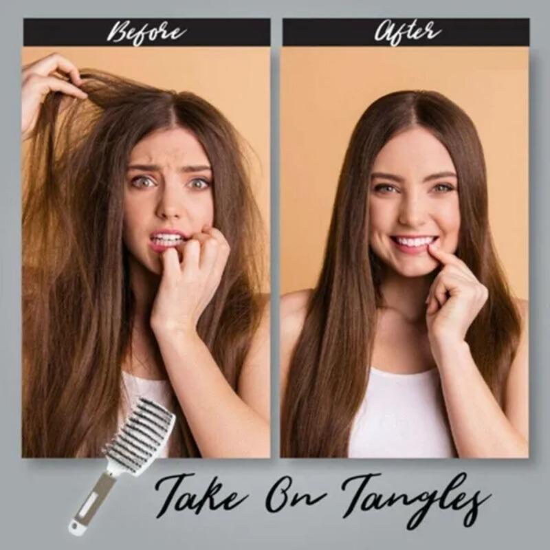 Detangling Nylon Bristle Brush Women Men Hair Scalp Massage Comb Hairbrush