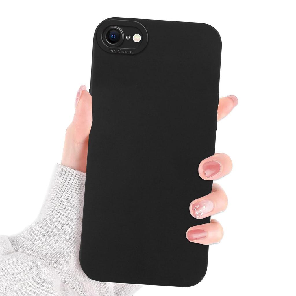 Luxury for iPhone 16 15 14 Pro Max Plus 13 12 11 7 Black Phone Case,Soft TPU Silicone Shell Shock-Absorbing Camera Protection Cover