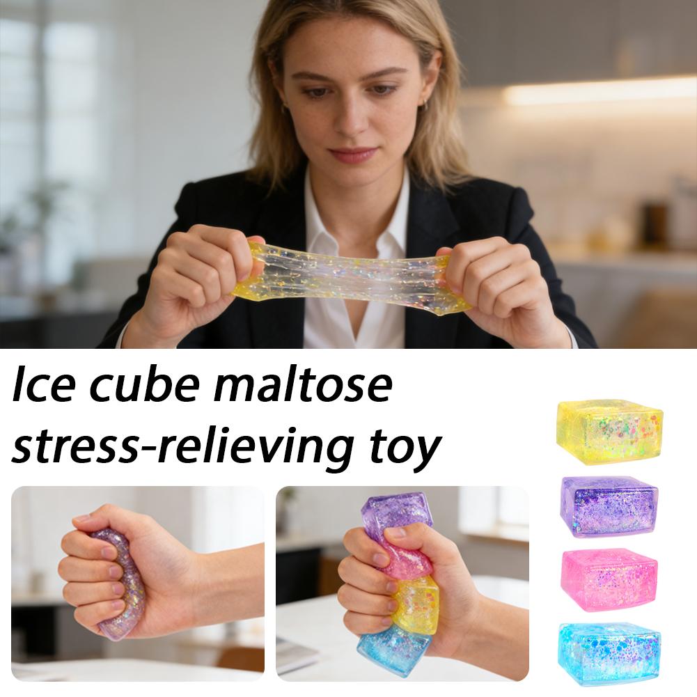 Ice Cube Maltose Stress Relief Toy Bouncy Feel Safe Material Freeze Effect Mini Size Portable for Office Study Reusable