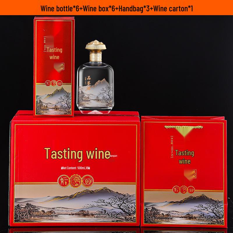 Transparent 500ml Glass Wine Bottle with Thickened Sealing, Customizable Text, Empty for Tasting and Packaging
