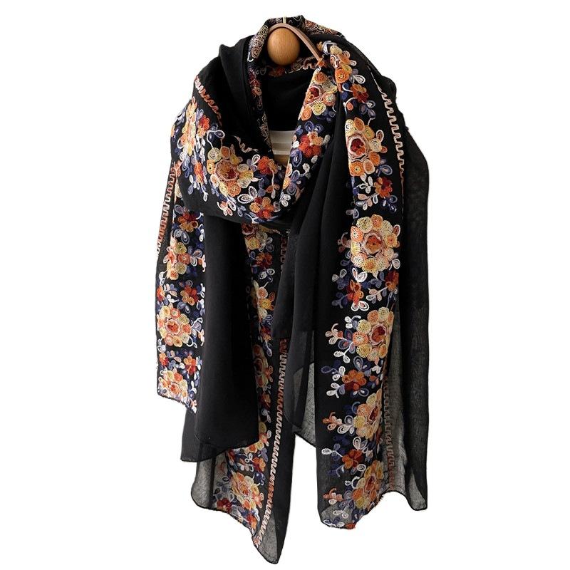 

Летний солнцезащитный платок, пляжный шарф, тонкий этнический шарф, модный темпераментный платок из хлопка и льна из вьетнамского тюля для женщин