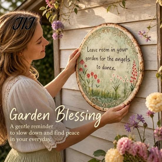 Weatherproof Iron Plaque Round Garden Metal Sign, Retro Distressed Wall Decor, Weather Resistant Decor Vintage Art for Outdoor Courtyard Patio