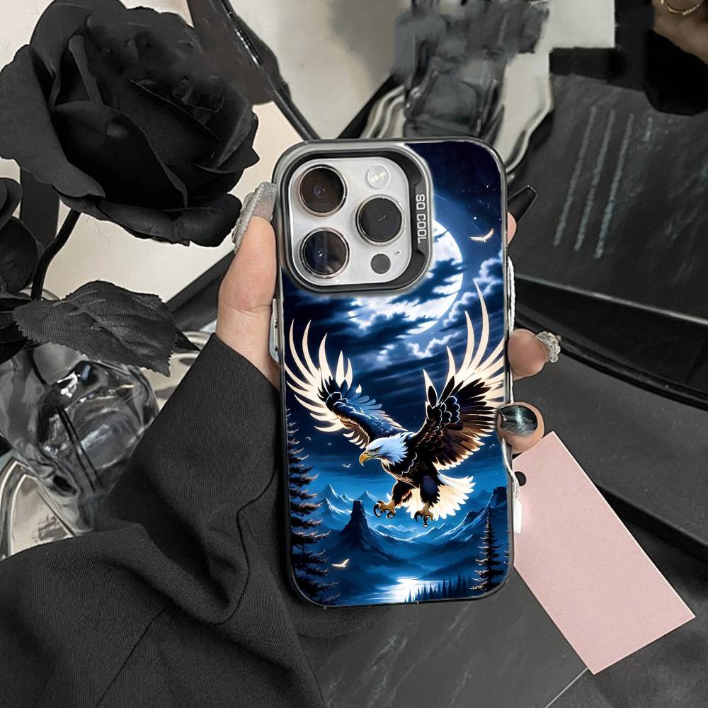 

Cool Eagle Phone Case For iPhone17, 16,15,14,13,12 Pro Max Black Candy Matte Shockproof Cover iPhone14Pro