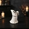 Spooky Tabletop Decoration Halloween Ghost Figurine with Skull, Resin Statue for Decor, Unique Party Supplies Retro Gothic Ornament Home Desktop