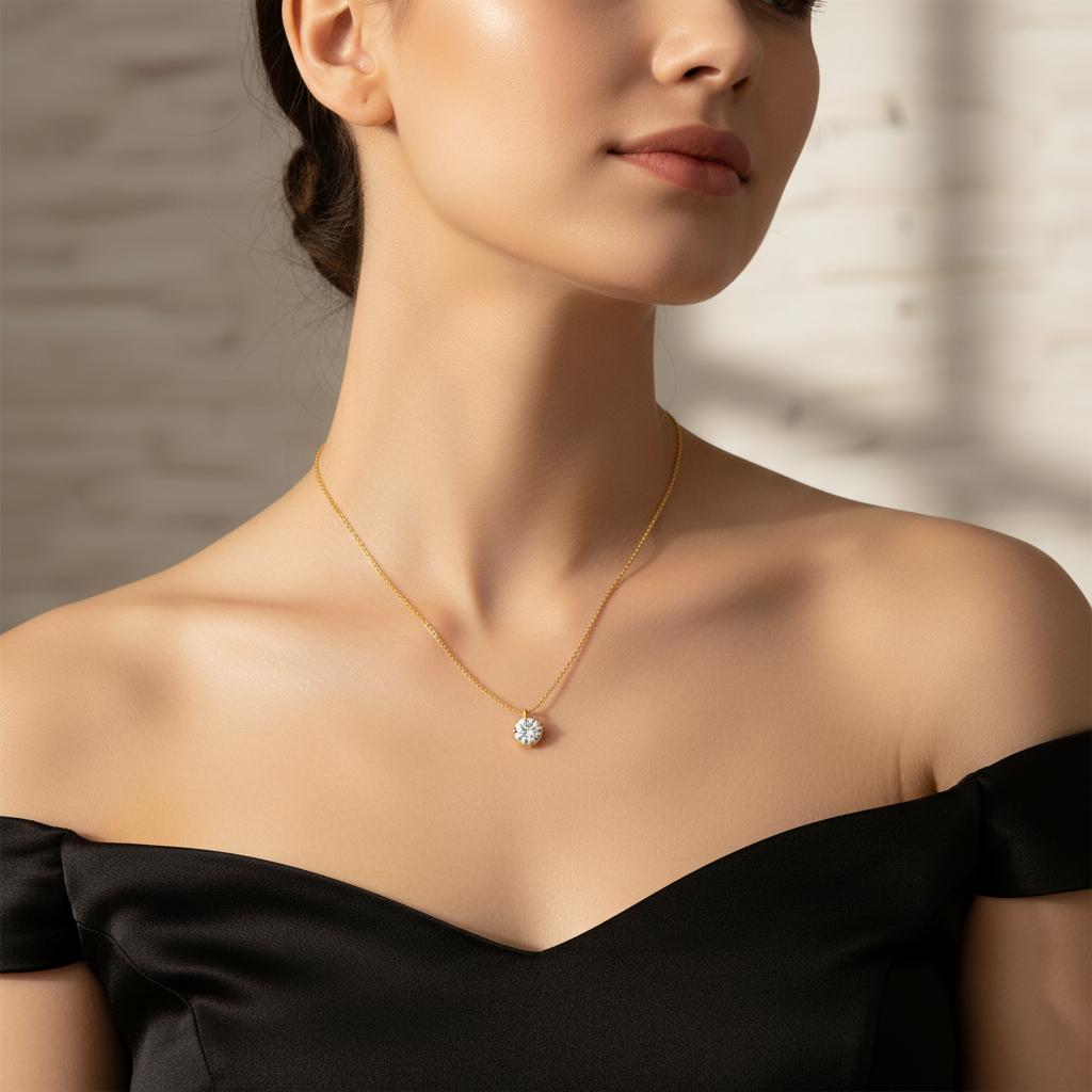 Zircon Necklace Pendant Collarbone Chain Jewelry For Women With Gift Box